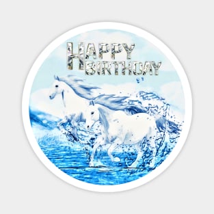 Angelic Horses Birthday Greeting Magnet